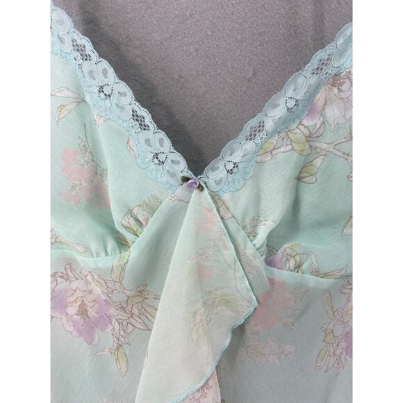 NWT California Dynasty Lingerie Sz L Teddy Thong Set Floral Green Fairy Romantic - Picture 2 of 13
